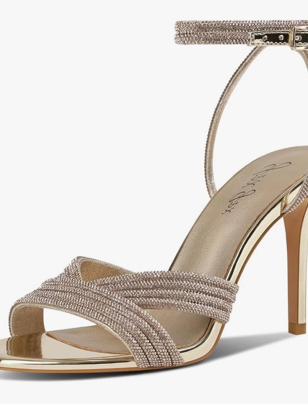 Gold Metallic Strappy Sandal with Glitter Cross Straps